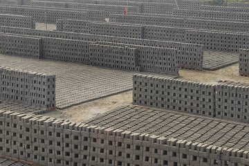 A large number of cinder blocks stacked together