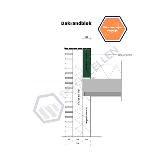 Roof edge block 600x320x100mm